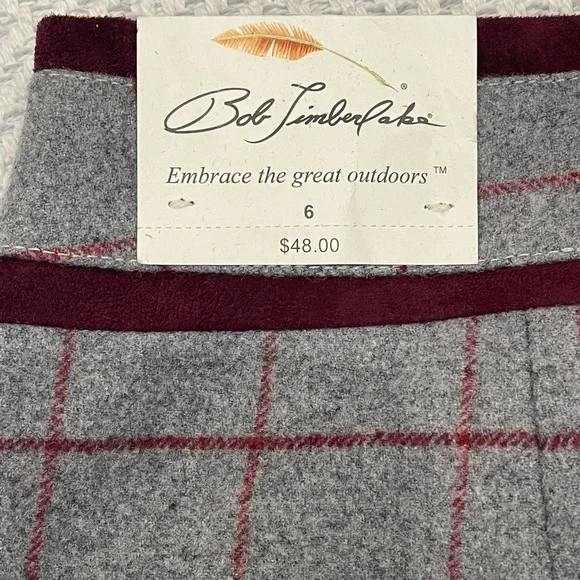 NWT Bob Timberlake Grey & Maroon Plaid Wool Blend Mini Skirt Clueless Vi… - Picture 8 of 12